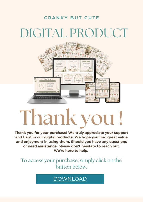 Small Business Thank You Card Printable | Customer Order Insert | Etsy Seller Packaging Card | Boutique Thank You Digital Download