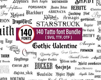 The Mega 140+  Tattoo Font Bundle | Tatto Fonts, Fun Handwritten Fonts for Cricut, Canva And Procreate