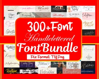 The Mega 300+ Handlettered Fonts Bundle | Calligraphy, Script And Cursive Fonts for Cricut, Canva And Procreate | Wedding Fonts