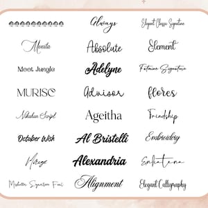 May include: A collection of various font styles displayed on a white background. The fonts are in black and include script, serif, and sans-serif styles. The text includes words like "Always", "Monita", and "October Wish". The image has a soft, floral border.