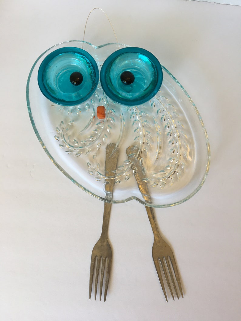 Owl Suncatcher Yard Art Hanging Glass Plate