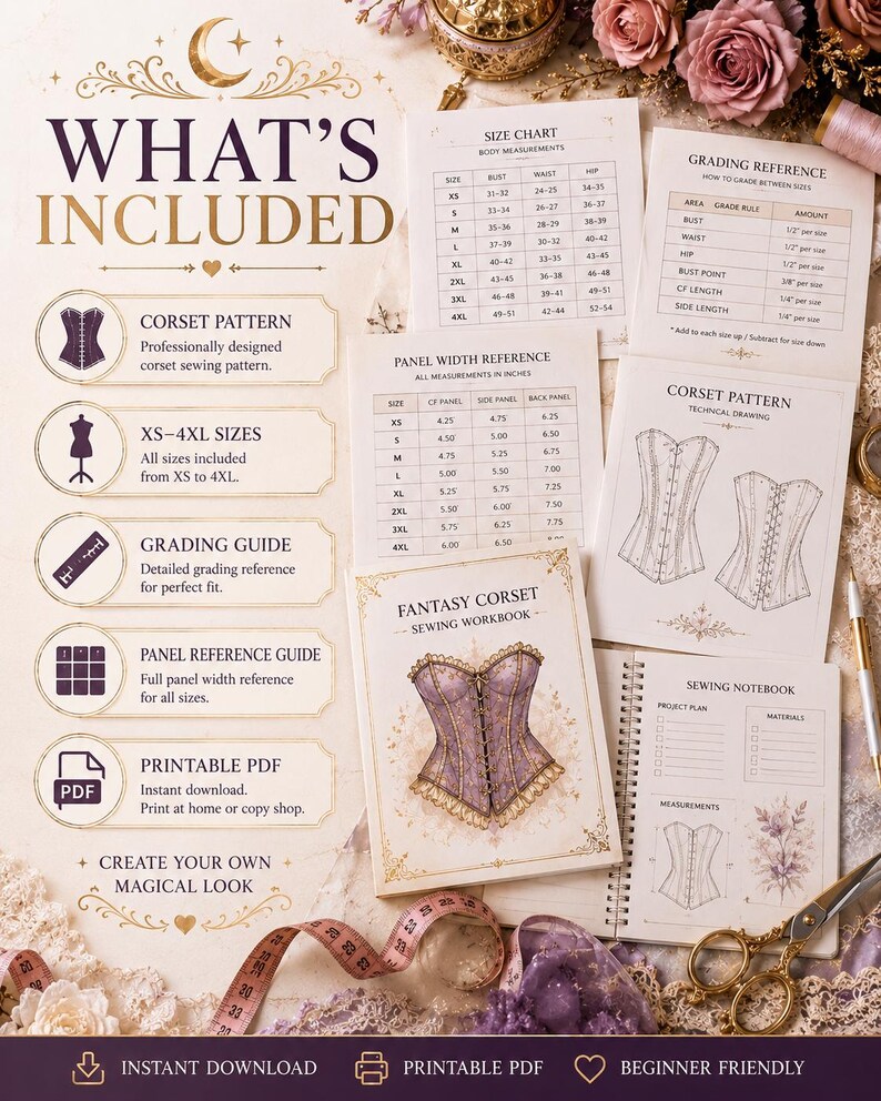 Fantasy Corset Sewing Pattern Bundle | Victorian Costume PDF (XS–4XL ...