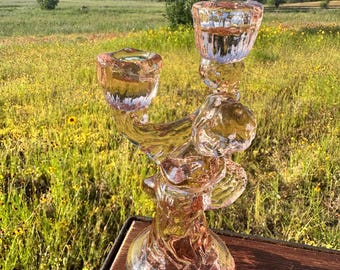 Vintage 1970s Timeless Treasures Cupid Candle Holder | Art Deco Revival Glass | Home Decor