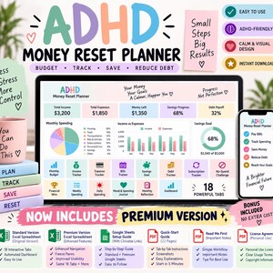 ADHD Budget Planner Spreadsheet | Money Reset Planner for Excel & Google Sheets