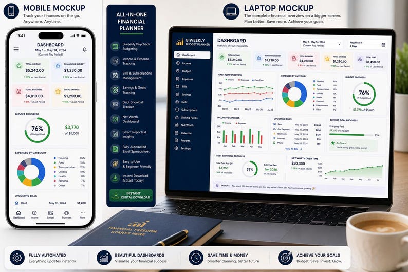 Biweekly Budget Planner Excel Google Sheets Template (digital Download ...