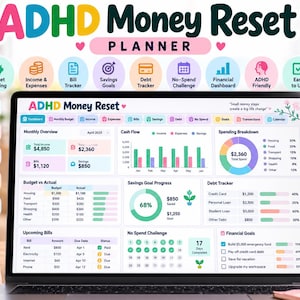 ADHD Budget Planner Spreadsheet | Money Reset Planner for Excel & Google Sheets