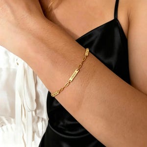 Personalized Name Bracelet for Women , Custom Engraved, Minimalist-Style Family Bracelet
