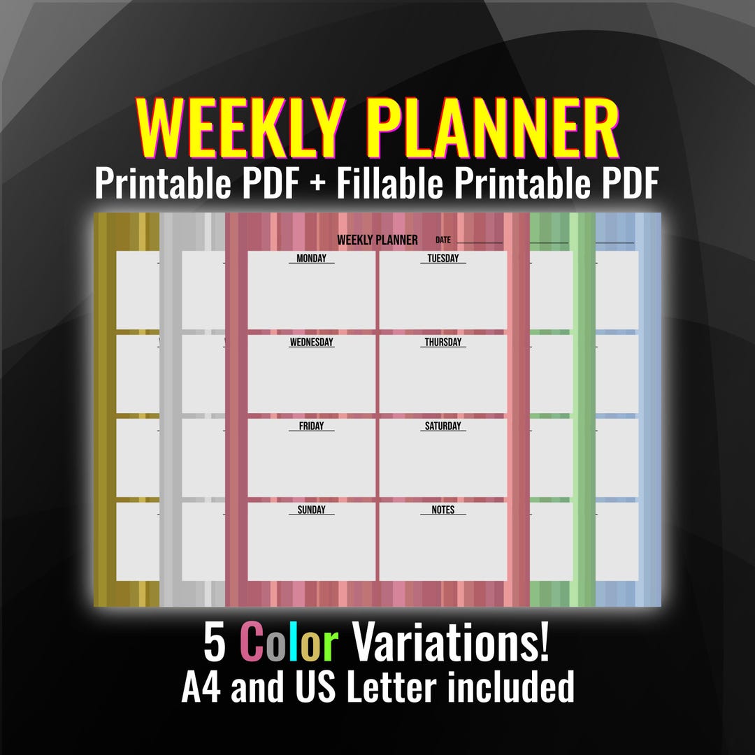 Weekly Planner Template – Printable PDF Planner Pages, Fillable Weekly ...