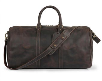 Borsa da weekend in pelle pieno fiore, realizzata a mano / Regalo di laurea personalizzato per laureati