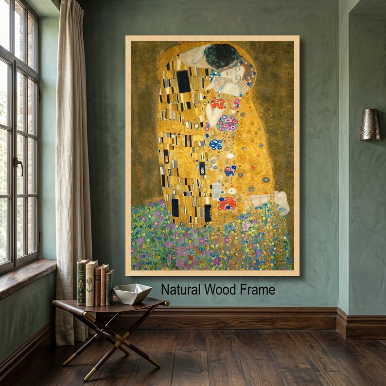Gustav Klimt the Kiss Canvas Wall Art, Romantic Lovers Painting, Gold ...
