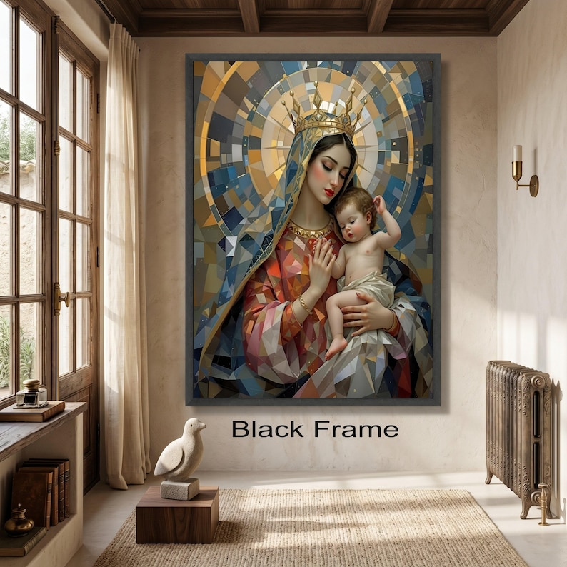 Virgin Mary With Baby Jesus Canvas Wall Art, Christian Religious Icon ...