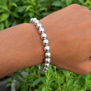 925 sterlingzilveren kralenarmband, minimalistische kogelketting, stapelbare uniseks sieraden