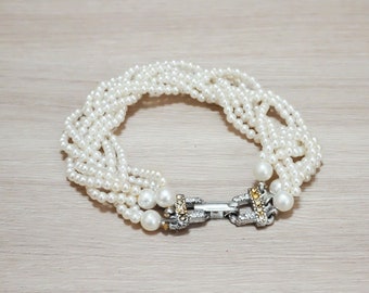 Vintage Braided Pearl Bracelet