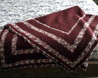 Mauve Bordered Large Crochet Blanket