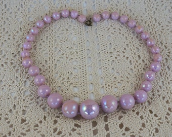 Chunky Vintage Lavender Bead Necklace