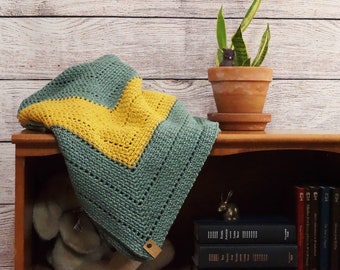 Teal & Gold Crochet Blanket