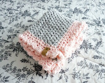 Pink & Grey Receiving Blanket