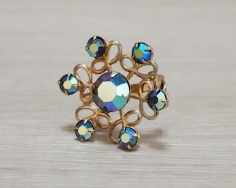 Iridescent Blue Snowflake Vintage Brooch