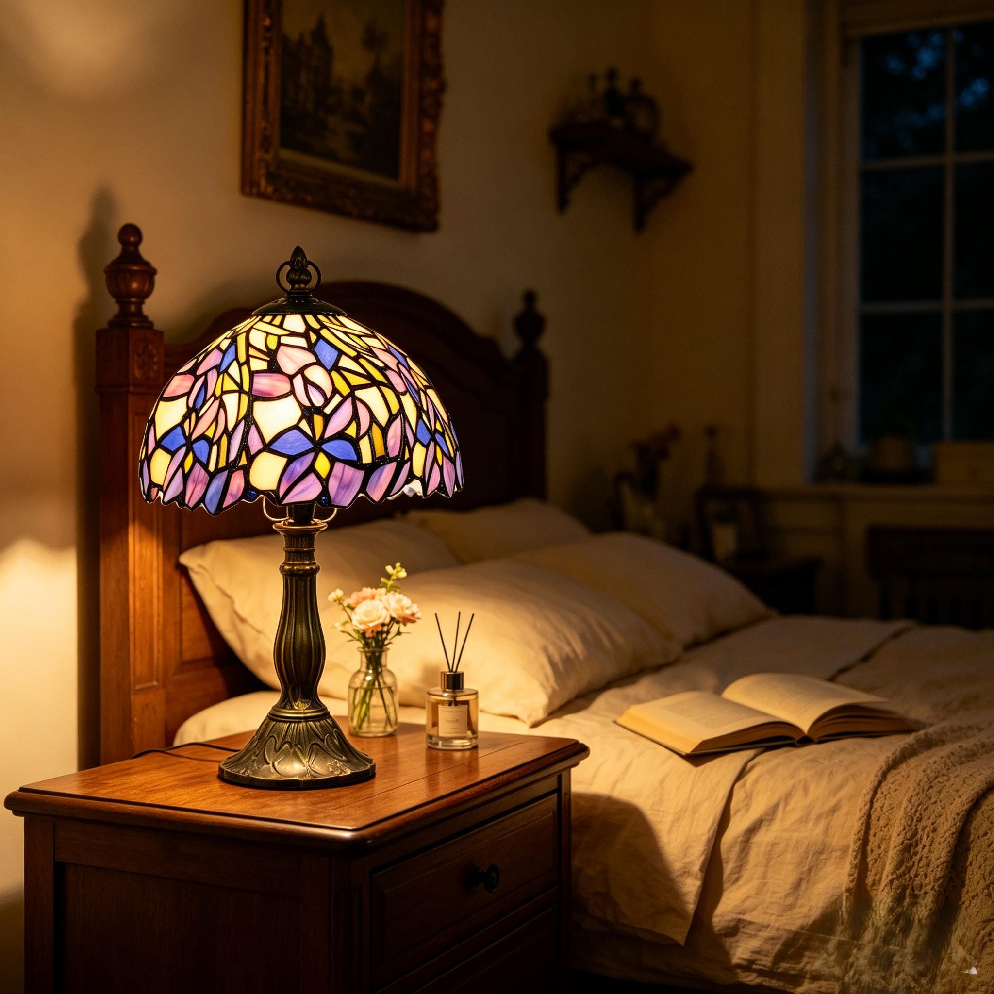 Iris Stained Glass Accent Lamp - Etsy