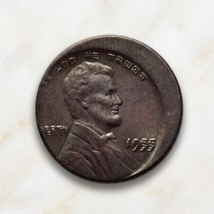 1955 Lincoln Wheat Penny Cent “VDB” Error Coins, Rare US Double Die Old Coins for Collectors, Vintage American Off-Center Commemorative Coin