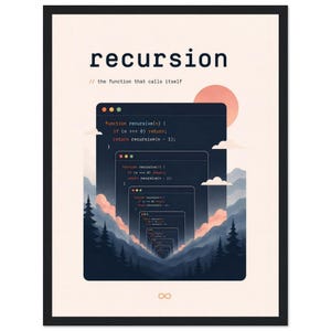 Framed Droste Effect Recursion Poster for Developers, Computer Decor 30x40 cm / 12x16 in Matte