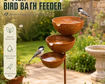 3 Tier Bird Bath Feeder, Garden Bird Bath, Bird Water Feeder, Outdoor Bird Bath, Bird Feeder, Garden Wildlife Decor, Bird Lover Gift