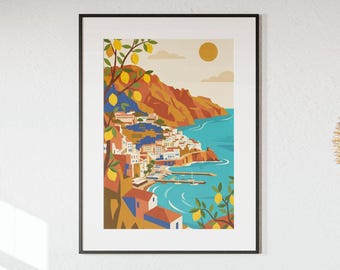 Amalfi Coast Wall Art Print | Mediterranean Poster