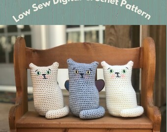 Easy Crochet Cat Amigurumi Pattern, Low Sew (PDF Pattern)