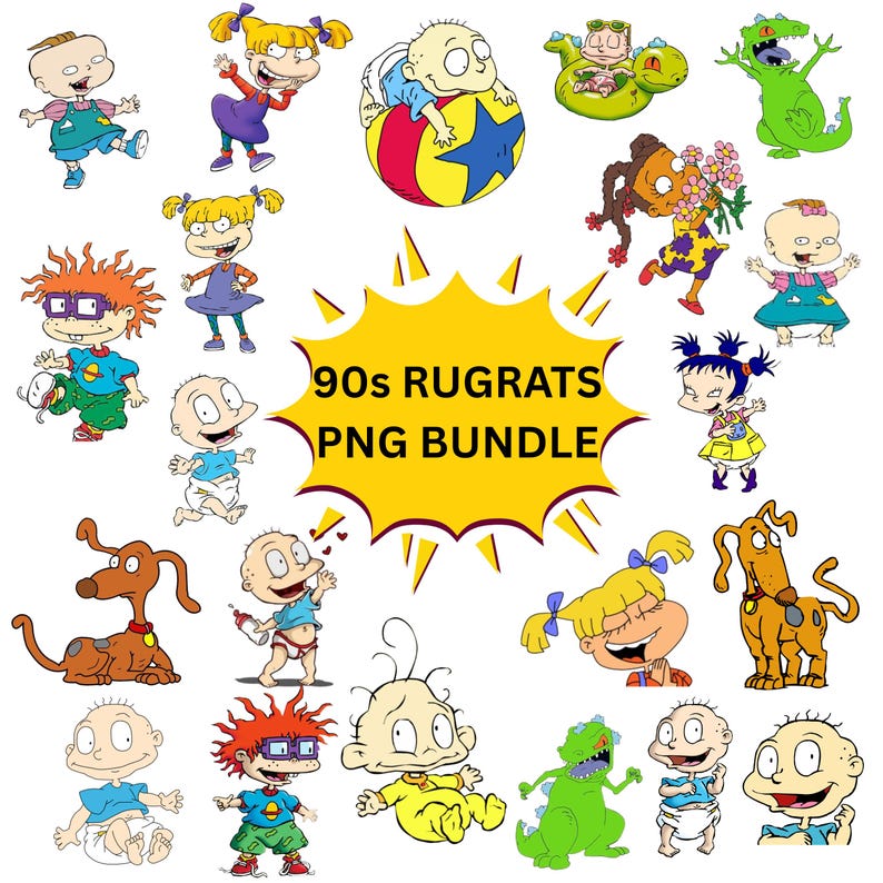 Rugrats PNG Bundle, 90s Retro Cartoon Characters Clipart (digital ...