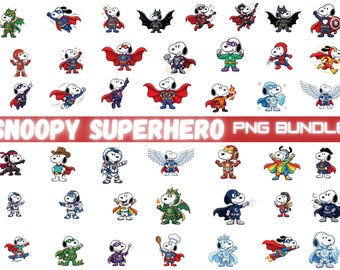 Snoopy Superhero PNG Bundle, Cartoon Dog Clipart, Sublimation Designs (Digital Download)