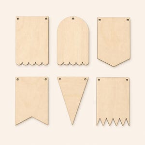 Ebauches pour bannières en bois, fanions DIY, formes artisanales