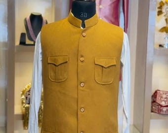 Veste Nehru : gilet sans manches avec col mao pour homme