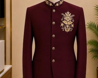Manteau Jhodpuri travaillé à la main