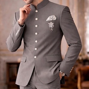 Handmade Cotton Jodhpuri Jacket for Men, Summer Bandhgala Blazer, Nehru Jacket...