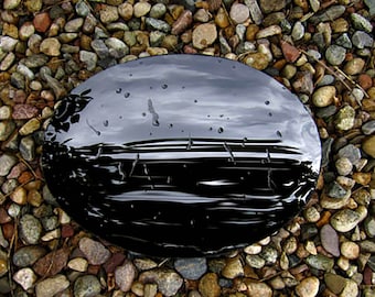 Oval 12"x16" Concave Glass Scrying Mirror - Handcrafted Black Mirror with a Black Silk wrap