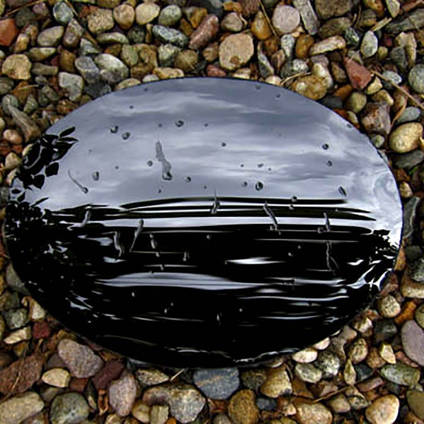 Oval 12"x16" Concave Glass Scrying Mirror - Handcrafted Black Mirror with a Black Silk wrap