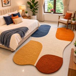 Tapis en laine tufté à la main, tapis abstrait, tapis moderne, tapis de salon, tapis de chambre, tapis fait main