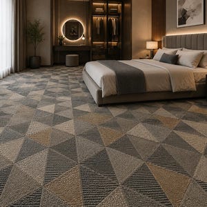 Modern Geometric Area Rug | Handmade Wool Carpet | Gray Beige Designer Rug for Living Room & Bedroom