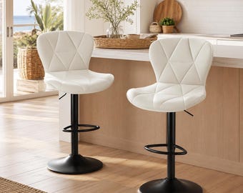 Modern Swivel Bar Stools Adjustable Counter Height Kitchen Chairs Set of 2