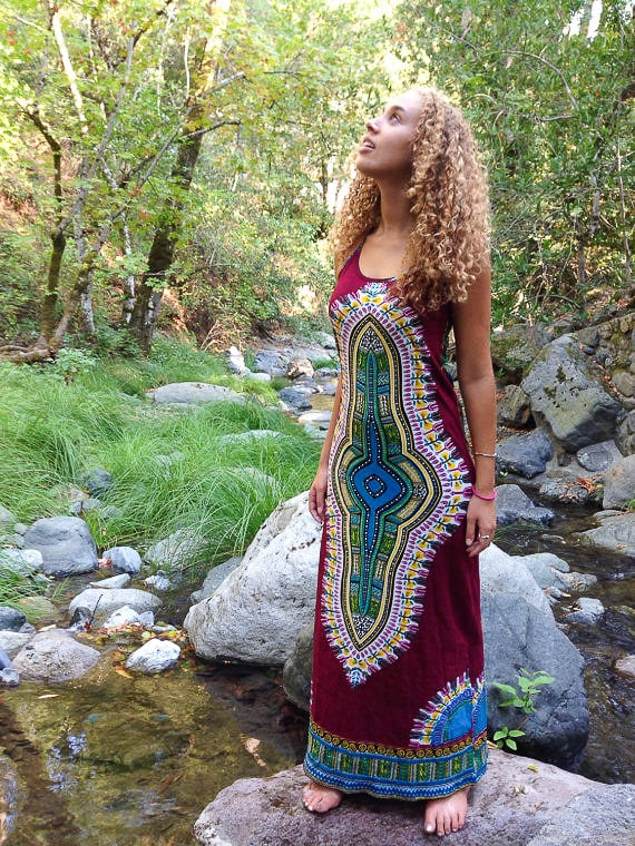 Gaia Dress New Color Ox Blood Maroon, Tribal Dress, Festival Clothing, Hippie, Hippie Dress