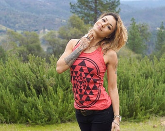 Sri Yantra Tank Top, Festival Tank, Festival Top, Festival Shirt, Festival Clothing, Sacred Geometry, Yantra, Yoga, Yoga Shirt, Yoga Top