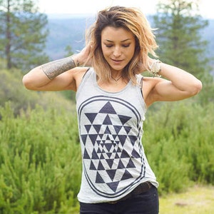 Sri Yantra Tank Top, Festival Tank, Festival Top, Festival Shirt, Festival Clothing, Sacred Geometry, Yantra, Yoga, Yoga Shirt, Yoga Top image 2