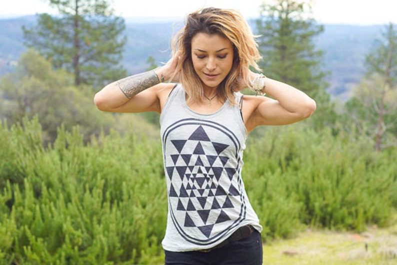 Sri Yantra Tank Top, Festival Tank, Festival Top, Festival Shirt, Festival Clothing, Sacred Geometry, Yantra, Yoga, Yoga Shirt, Yoga Top image 2