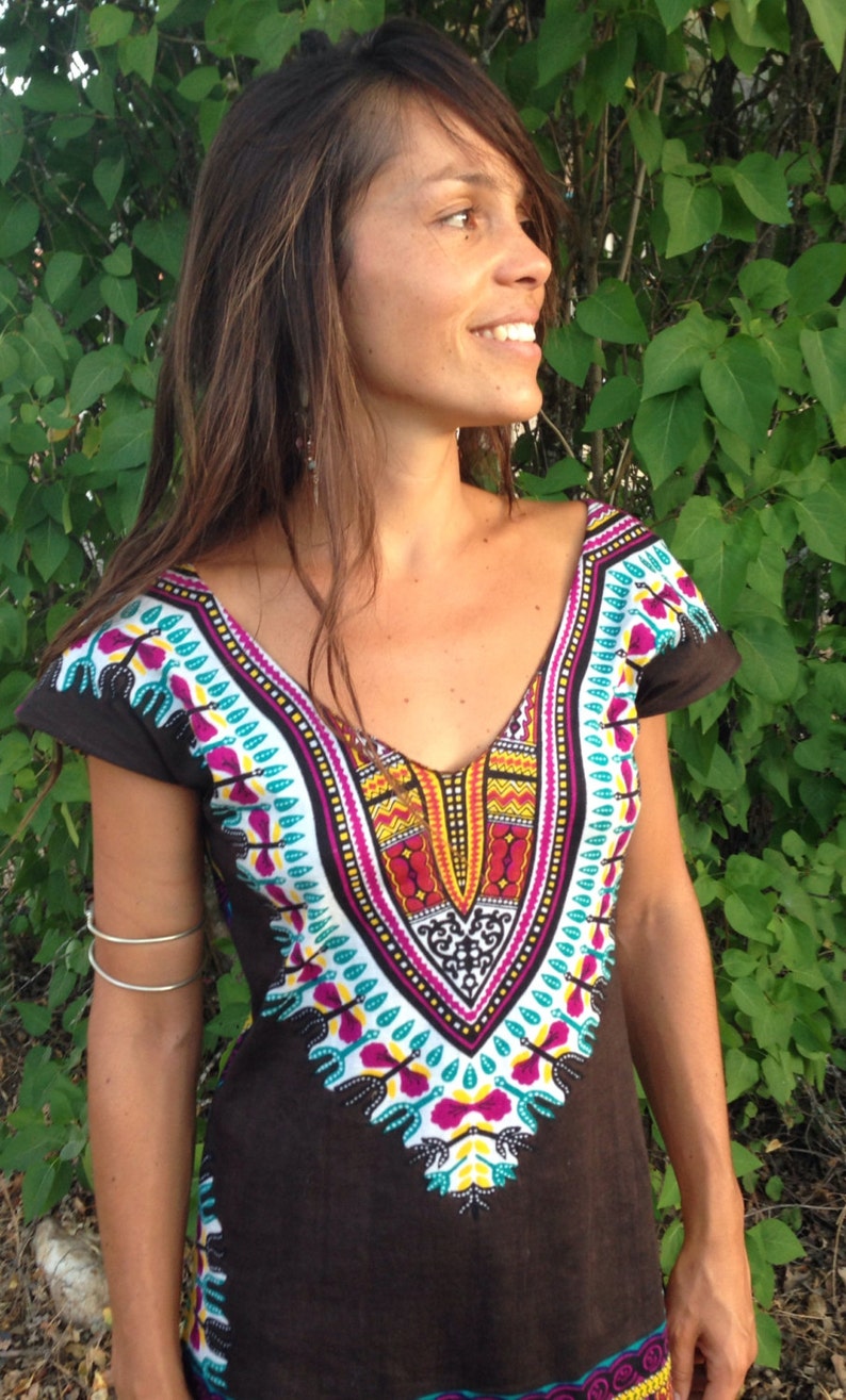 Tunic Tribal Boho Festival Clothing Burning Man Bohemian Hippie Chic Mini Dress Hippie Enchanted Brown Day Tripper Dress