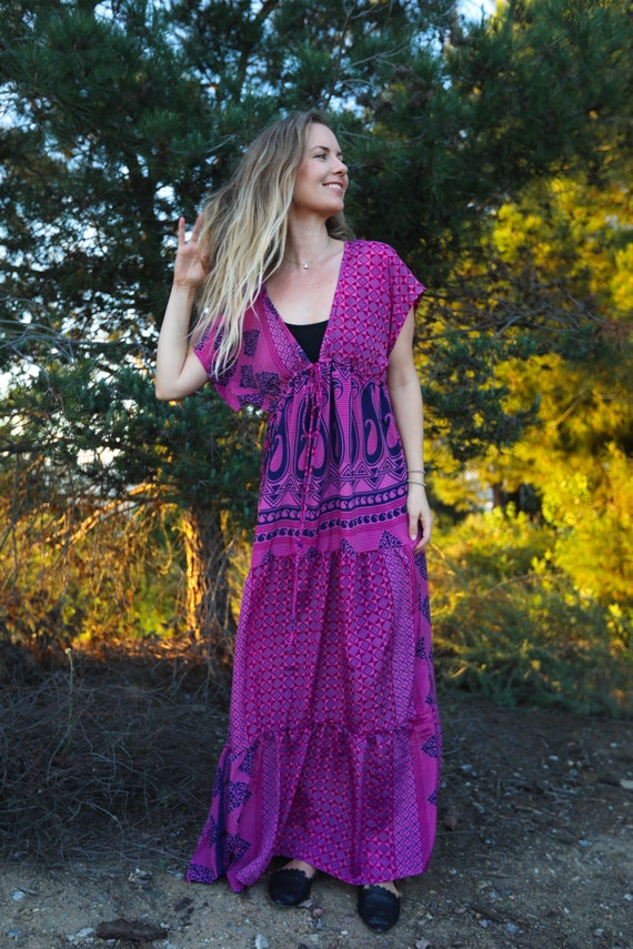 pink and purple maxi dress