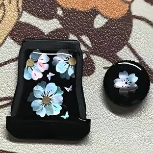 Handmade Mother of Pearl Camera Shutter Button | Abalone Shell Soft Release Button | Butterfly Floral Wave Design | Vintage Camera Gift