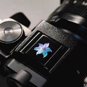Mother of Pearl Sakura cherry Lily Camera Hot Shoe Cover, Floral Camera Accessory, Handmade Shell Inlay Hotshoe Cap, Gift for Photographer