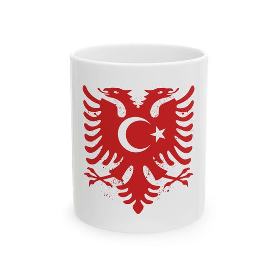 Albanian Double-Headed Eagle With Turkish Crescent Coffee Mug