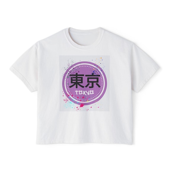 Tokyo Kanji Circle Graphic T-Shirt | Purple Splash Boxy Shirt