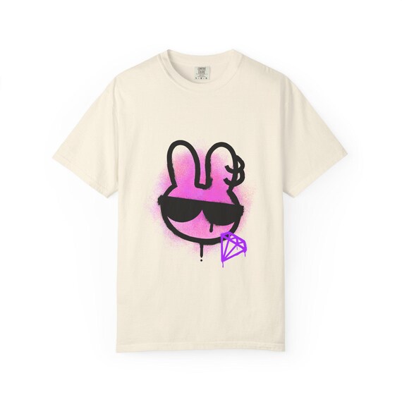 Graffiti Bunny Diamond Shirt | Pink Spray Paint Street Art